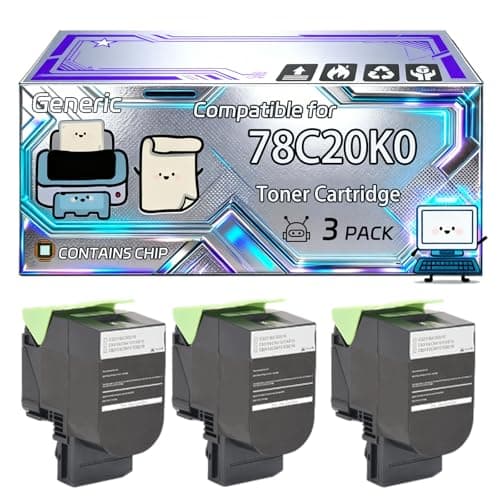 Image of 78C20K0 Toner Cartridge Compatible for Lexmark CS421dn CX421adn CX625ade CS521dn CX522ade CX625adhe CS622de CX622ade CX625adhs Printers, With Chip, 2000 Pages, Vibrant Colours (3 Pack Black)