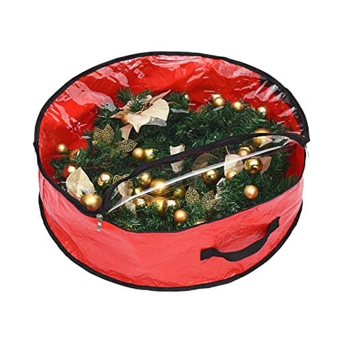 Image of Annadue 2-Pack Christmas Wreath Storage Bags 61x20cm & 76x20cm Premium PE+PVC Material Reusable Tear-Resistant Easy with Reinforced Handles for Artificial Door Wreaths & Holiday (1)