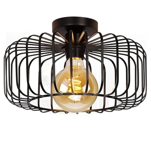 Image of Gokoly Black Metal Ceiling Lighting Fixture, Semi Flush Mount Ceiling Light Pendant Lights for Living Room Bedroom Dining Room Kitchen Hallway Lounge