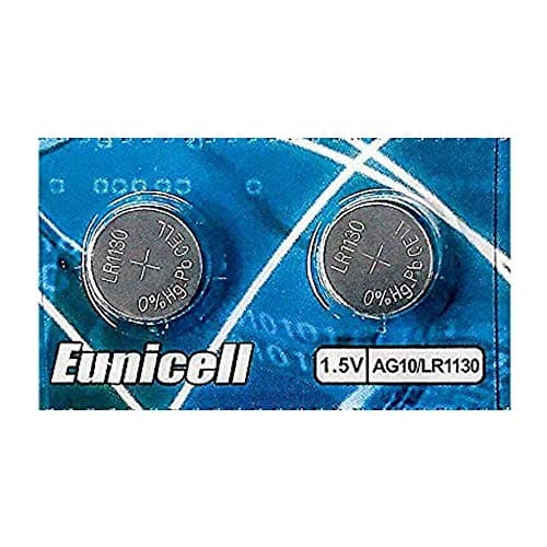 Image of Eunicell AG10 / LR1130 / LR54 / 189 / GP89A / 389 / SR1130 W / G10 Alkaline Button Cell Batteries Pack of 2