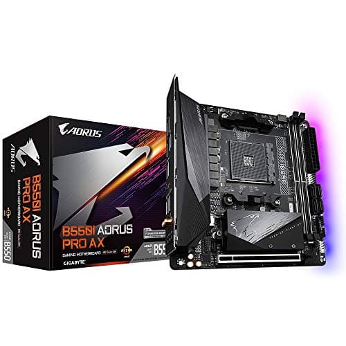 Image of Gigabyte B550I AORUS PRO AX Motherboard - Supports AMD Ryzen 5000 Series AM4 CPUs, 8 Phases Digital VRM, up to 5300MHz DDR4 (OC), 2xPCIe 3.0 M.2, WiFi 6E, 2.5GbE LAN, USB 3.2 Gen2