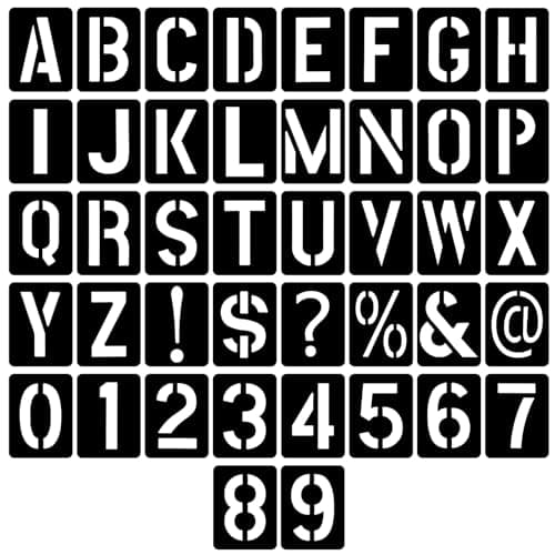 Image of Letter and Stencils 42 Pcs Alphabet Number Set, 4 Inch (10cm) Reusable Punctuation Marks Numbers Signs, Washable Large Stencils for Drawing Art, Writing and Crafts