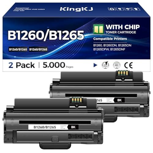 Image of KingKJ B1260 B1265 Black Toner Cartridge 2-Pack High-Yield Replacement for Dell 1260 1265 331-7328 Toner Compatible for Dell B1260 B1260DN B1265DN B1265DFW B1265DNF Laser Printer Ink All-in-One Copier