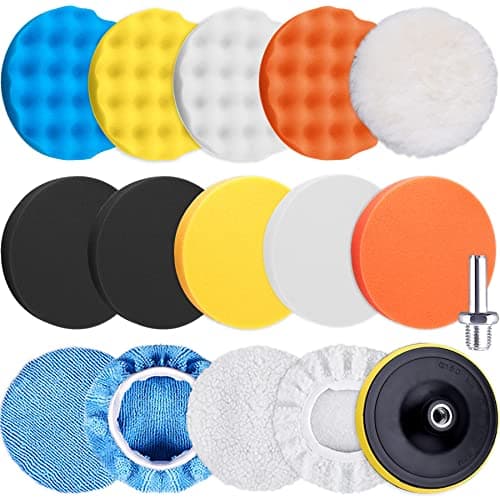 Image of SIQUK 16 Pieces Polishing Pads Kit 150mm Buffing Pads Car Foam Wax Buffer Polisher Attachment for Drill, 6 Inch
