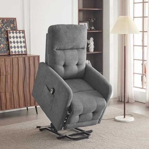 Image of Bonnlo Recliner Chair with Adjustable Leg Rest and Backrest, Fabric Electric Reclining Armchair Adjusted by Remote Control, Perfect for Living Room, Home Cinema and Bedroom, Dark Grey