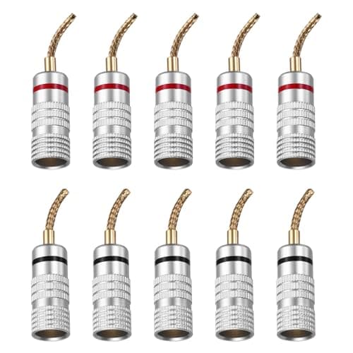 Image of sourcing map 6 Pcs Flex Pin Banana Plugs, 8.5mm (5/16") Banana Plug Jack Socket, 2mm Gold Plated Banana Plugs for Spring Loaded Terminals, Speaker Wire, Matte