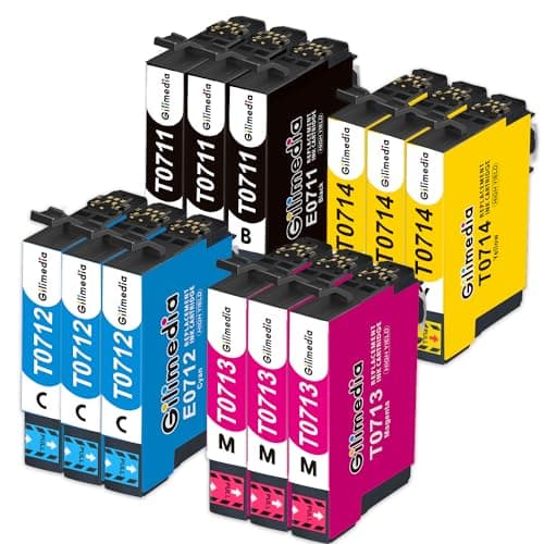 Image of GILIMEDIA T0715 Multipack Ink Cartridges for Epson T0711 T0712 T0713 T0714, for Epson Stylus DX8400 SX215 SX400 SX515W SX600FW SX100 BX300F SX200 SX218 DX7450 DX8450 SX115 SX415 DX7400 Printer 12Pack