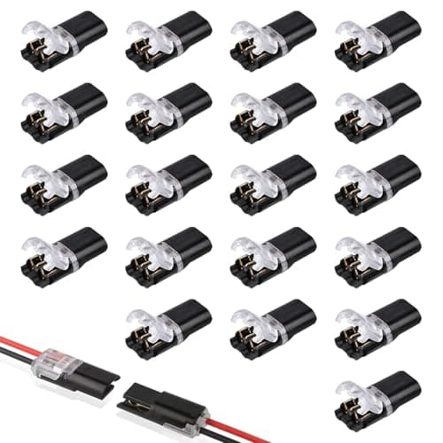 Image of 20 PCS Solderless Wire Connectors 12V 2 Pin, Christmas Light Repair Kit Low Voltage Push Fit Electrical No Stripping Waterproof Quick Connect Terminals for LED Strip Switches Small Gauge Wiring