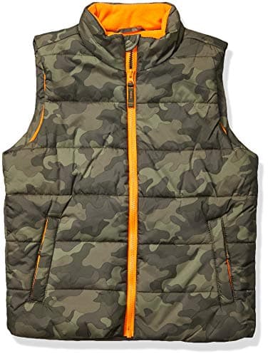 Image of Amazon Essentials Boys' Heavyweight Outerwear Puffer Vest, Military Green Camouflage, 10 Years