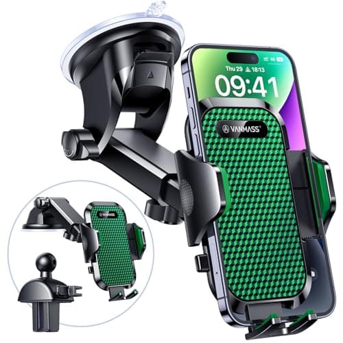 Image of VANMASS Car Phone Holder 2026 BEST 【85+ lbs Strongest Suction & Vent Clip】 True Military-Grade Patent Universal Mobile Vehicle Mount Dashboard Windscreen Van Cradle for 17 Pro Max 16 15 14 Samsung