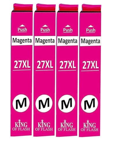 Image of KING OF FLASH Ink Cartridges Replacement for Epson 27XL Use with Workforce WF-7720 WF-7210 WF-7710 WF-3620 WF-3640 WF-7110 WF-7610 WF-7620 WF-7715 (4 Magenta)