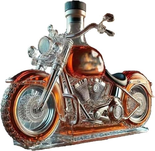 Image of HoldOneLight 300ML 3D Motorcycle Whiskey Decanter - Hand Blown Art Glass Statue | Novelty Spirits Storage Bottle for Home Bar Decor | Unique Gift for Motorcycle Lovers & Whiskey Enthusiasts