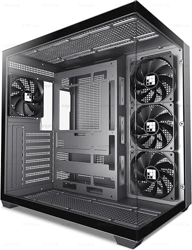 Image of FOIFKIN F300 PC Case ATX with 4 Non-RGB Fans, High Airflow Mid-Tower Computer Case, Gaming PC Case Big Tower, ATX Case Black, with Type-C, 360mm Radiator Computer Case (Black, F300)