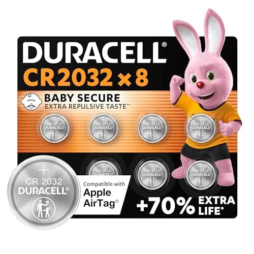 Image of Duracell CR2032 Button Cell Battery CR 2032 Lithium Button Cell 3V (Pack of 8) Ideal for Car Keys, Scales, Fitness Trackers, Medical Devices