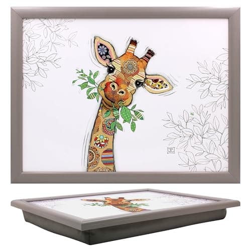 Image of Lesser & Pavey Bug Art Gina Giraffe Laptray With Bean Bag for Serving Dishes | Lovely Lap Trays for Eating on Lap for Dinner or Breatfast | Newly Designed Food Trays for Lap