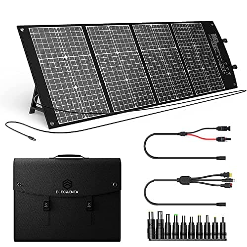 Image of ELECAENTA 120W ETFE Solar Charger PD45W Type-C USB QC3.0 DC-XT60/Anderson Foldable Monocrystalline Solar Panel Kit for Portable Generator Power Station Van Smartphone Laptop with 10-in-1 DC Connector