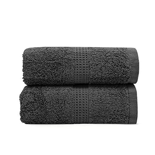 Image of Velosso Premium 2 Pack Hand Towels 100% Egyptian Cotton Super Soft Ultra Absorbent Thick Towels Extra Large Hand Towels Hotel Spa Quality 50 x 80cms (Charcoal Grey)