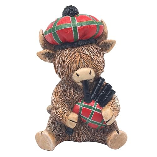 Image of Lesser & Pavey Highland Cow Piper Ornament l LP75452, Brown