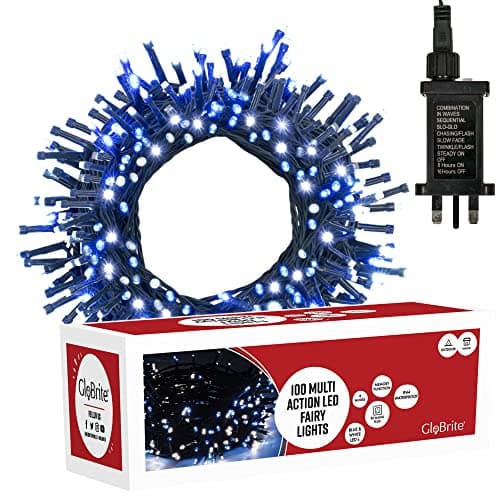 Image of GloBrite 100 LED Fairy Lights - Versatile Christmas Lights with 8 Modes, Outdoor Fairy Lights, Christmas Tree Lights and Christmas Decorations - Waterproof Christmas Lights Outdoor - Blue/White