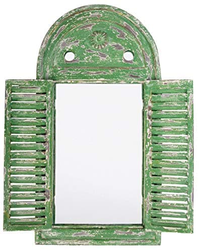 Image of Esschert Design Green Louvre Mirror, Green