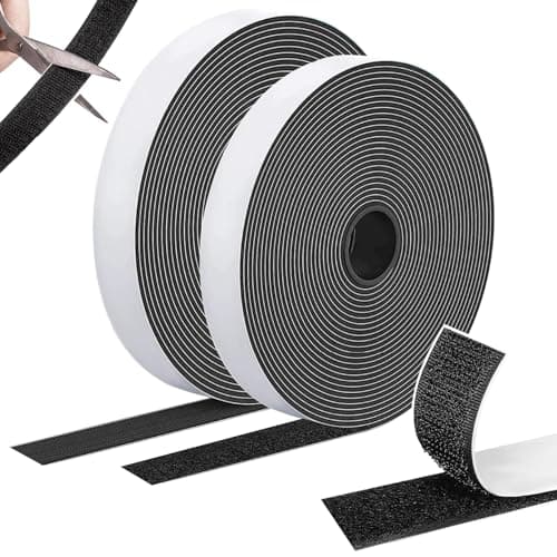 Image of Hook and Loop Tape, Self Adhesive Double-Sided 10m × 20mm Reusable Roll, Versatile & Durable Heavy Duty Fastening Material for Screen, Carpet, Curtains and Blinds, Black