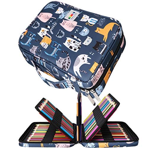 Image of JAKAGO Drawing Pencil Case,Large Capacity Pencil Cases Hold 220 Colored Pencils,Portable Painting Waterproof Storage Stationery Bag,Great Gift for Student Artist (Sport cat)