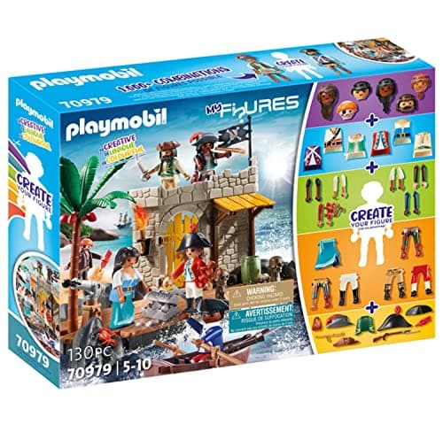 Image of Playmobil 70979 My Figures: Pirates' Island, Collectable mix and match Figures, Fun Imaginative Role Play, PlaySets Suitable for Children Ages 4+
