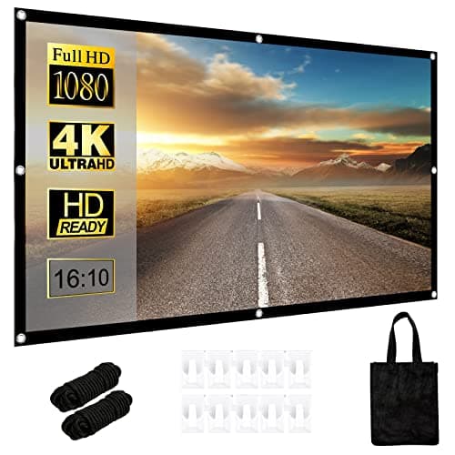 Image of Projector Screen,100inch 16:10 HD Portable Movie Screens Projection for School Home Theatre Office, Foldable Double-Sided Movies Screen with Carry Bag and Tight Straps