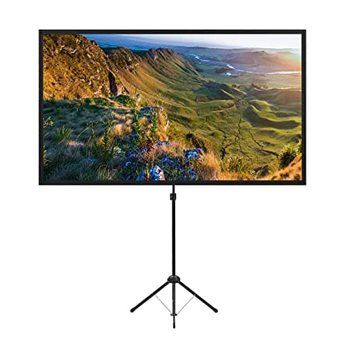 Image of Projector Screen with Stand, Outdoor Projector Screen 80 Inch 16:9 and Tripod Stand, Portable Projection Screen with 1.2 Gain, Lightweight and Compact, Easy Setup, Idea for Home Cinema, Garden Party.