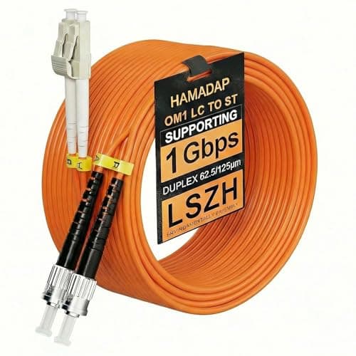 Image of Hamadap Multimode Duplex OM1 Fiber Optic Cable, LC to ST Fiber Patch Cable, 62.5/125um/2.0mm, 10M/33ft Orange LSZH