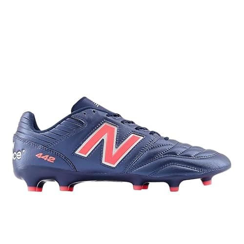 Image of New Balance Men's 442 Pro FG V2 Soccer Shoe, Nb Navy With Silver and Energy Red, 8.5 Women/7 Men