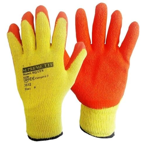 Image of SupremeTTF Supremly Tough 24 Pairs Orange Latex Coated Work Gloves Builders Gardening industrial Mechanincs Gloves Rubber Gloves (2XL)