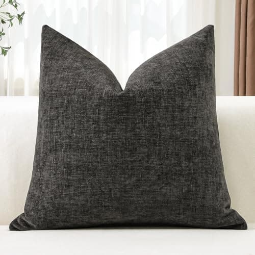 Image of JOTOM Chenille Cushion Covers 50x50 cm Soft Dark Grey Decorative Throw Pillow Covers 20x20 Inch Square Cushion Case Solid Pillowcases for Couch Sofa Living Room Bed Home Decor (Dark Grey)