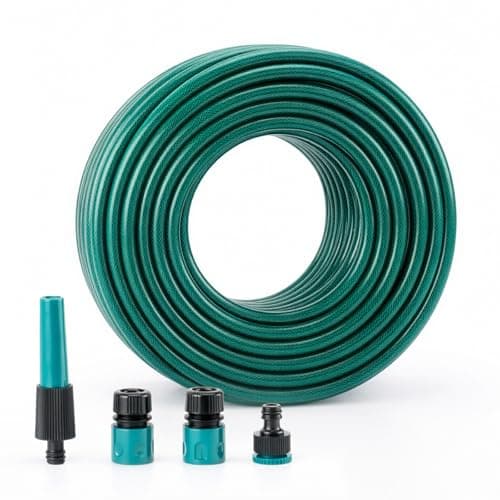 Image of 30M Reinforced Garden Hose Pipe with Spray Nozzle & Fittings, Heavy Duty PVC Braided Water Hose 1/2"", Kink Free, Leakproof & Burst Resistant, Flexible Hose for Garden, Car Wash & Irrigation