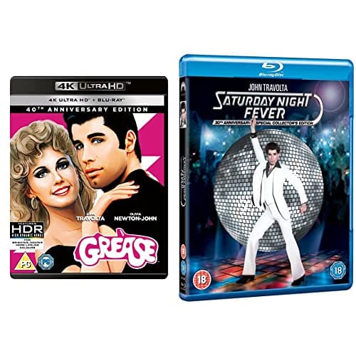 Image of Grease 40th Anniversary 4K Ultra-HD (4K Ultra-HD Plus BD) [Blu-ray] [2018] [Region Free] & Saturday Night Fever [Blu-ray] [1977]