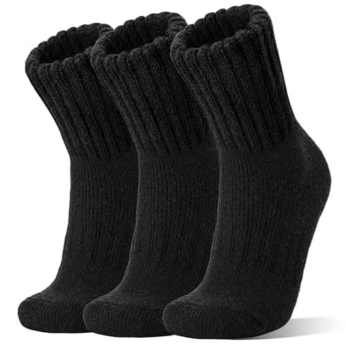 Image of Sandsuced Merino Wool Thermal Boot Socks for Men Women Winter Warm Thick Cosy Walking Hiking Work Stocking Fillers Socks 3 Pairs(Black Series,L)