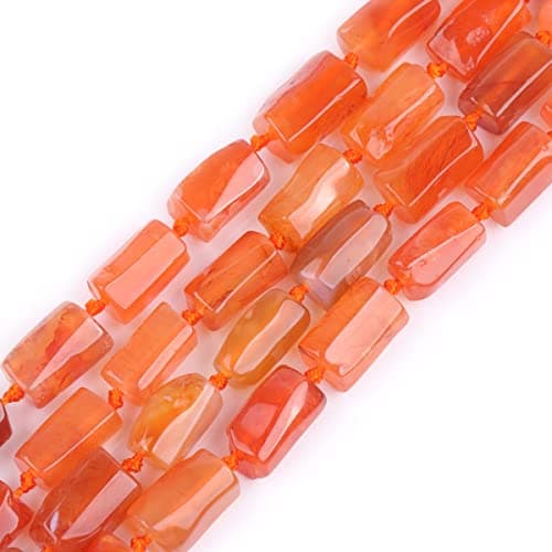 Image of GEM-Inside 28Pcs 8x12mm Natural Red Botswana Agate Stone Gemstone Faceted Freeform Tube Column Chakra Beads for Jewelry Making Full 15" Strand