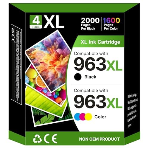 Image of Gureef 963 963XL Ink Cartridges Multipack Compatible for for HP 963XL Pro 9010 9012 9014 9015 9016 9020 9018 Printer (4-Pack, Black Cyan Magenta Yellow)
