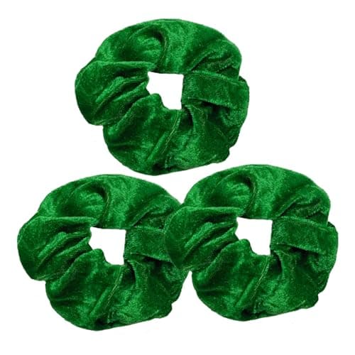 Image of Jxuane 3 PCS Greener Velvet Scrunchies, Soft Hair Scrunchies Elastic Hair Bands, Ponytail Holders for Women and Girls