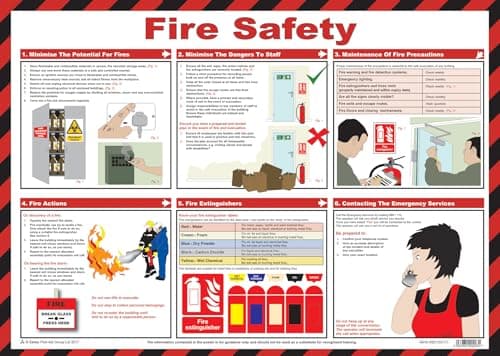 Image of Safety First Aid Group Fire Safety Poster, A2 Laminated