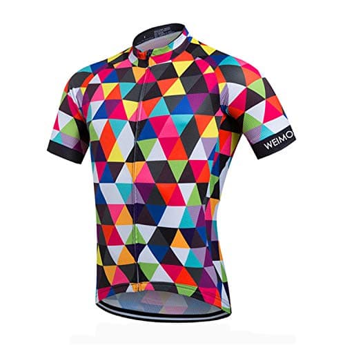 Image of Weimostar Men's Cycling Jerseys Plaid Bike Shirts Short Sleeve Road Biking Jersey for Men Summer Bicycle Wear with 3 Pockets