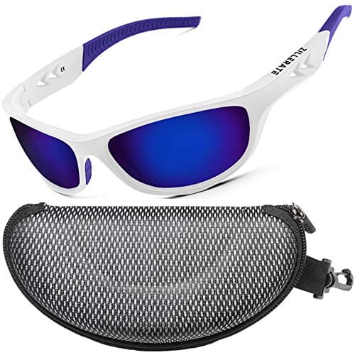 Image of ZILLERATE Polarised Sunglasses For Men - Mens Womens Polarized Sports Sun Glasses, Fishing Driving Running Cycling Sailing Skiing Golf, UV400 Protection Safety Lenses, Wrap Around Men's Shades, White