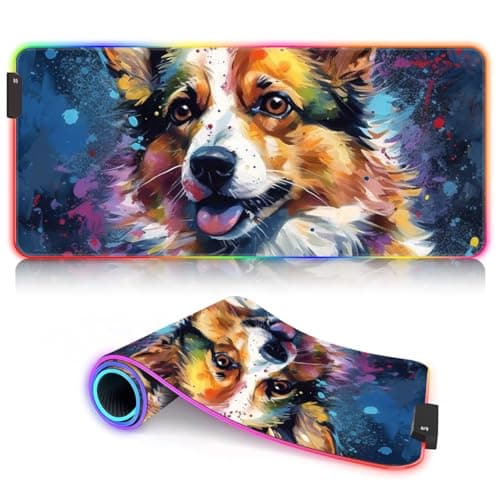 Image of Gaming Mouse Pad Cool dogs RGB Gaming Mousepad (23.6x13.8x 0.12 inches Extended Large Mouse Mat Desk Pad For Mouse and Keyboard 9 static colors and 3 dynamic