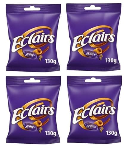 Image of Eclairs Chocolate Bag, Caramels with Milk Chocolate Centres, Delicious Chewy Treats, 130g, Chocolate Sweets, Perfect for Daily Snacks and Gifting, Available for Hampers (4 Bags x 130g)
