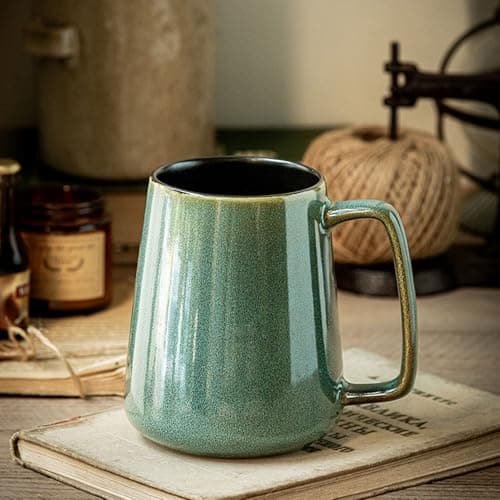 Image of Cteahrow Large 24 OZ/700ml Ceramic Coffee Mugs, Capacity Mug with Handle,Tea Cup,Dishwasher Microwave Safe,for Office and Home (Green)