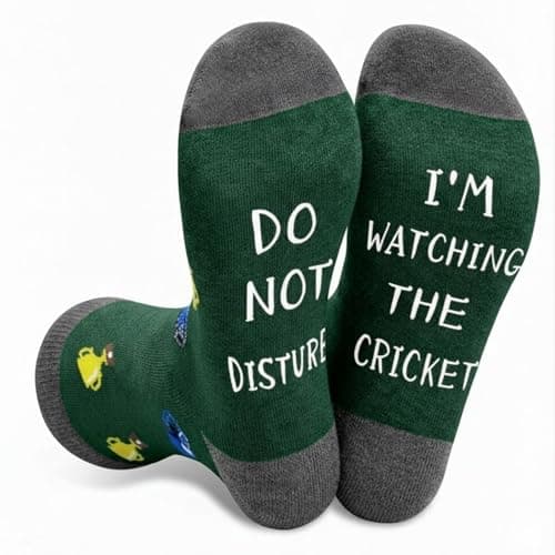 Image of ZQIN Cricket Socks, Novelty Cotton Socks Sizes 39-46, Original and Funny Gift Idea for Birthdays, Christmas, Father's/Mother's Day (Green)
