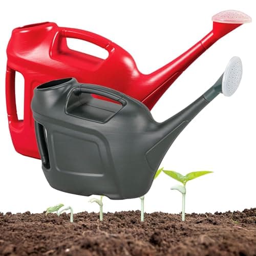 Image of 6L Slimline Watering Cans Red/Green Plastic Watering Can With Rose Head Garden Plants Indoor & Outdoor Water Sprinkler For Easy Pouring & Better Control (Red, 1 x 6L Watering Can)