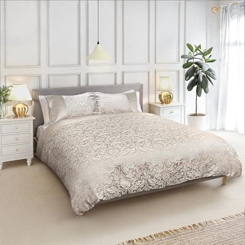 Image of Emma Barclay Eden - Embellished Jacquard Duvet Set in Cream - Single