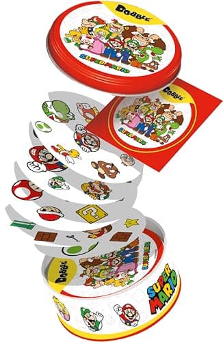 Image of Asmodee | Dobble Super Mario | Fun Family Card Game | Fast-Paced Observation Game | 15 Min Playtime | 2-8 Players | Ages 6 and up | Tin Box & 55 Cards