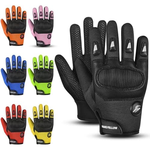 Image of Hand Fellow kids motocross gloves bike gloves with Ultimate Protection cycling gloves Essential motorbike gloves dirt bike & bmx gloves (Black, Large [8-10 Yrs])